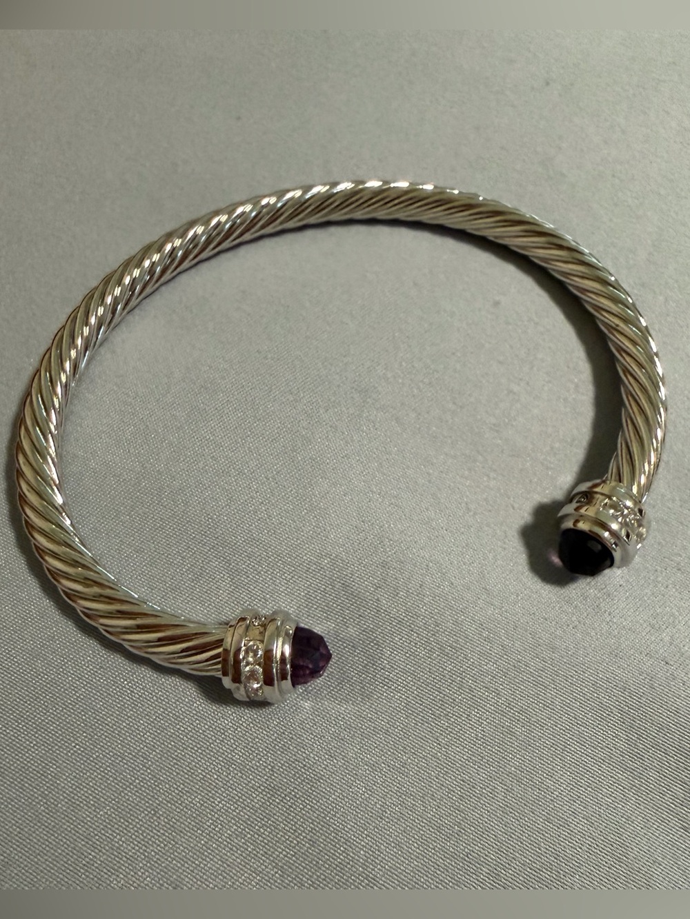 Yurman style lookalike Bracelet Amethyst Cuff Bangle